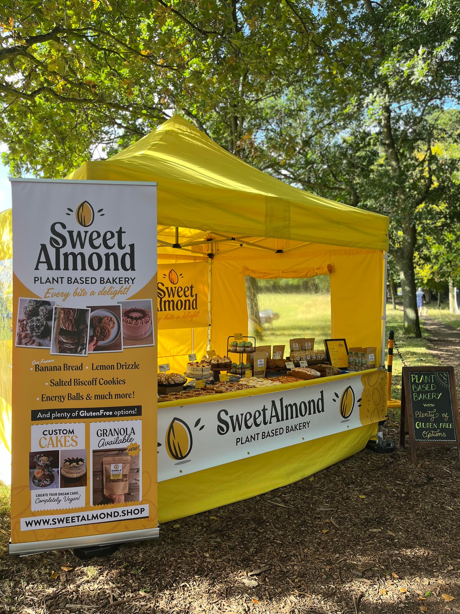 Yellow Sweet Almond gazebo in a park